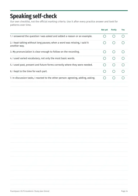 Speaking self-check, in our own words